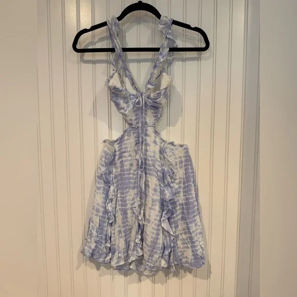 majorelle blue sleeveless halter neck dress Libby Pleated Halter Mini Dress main image 1